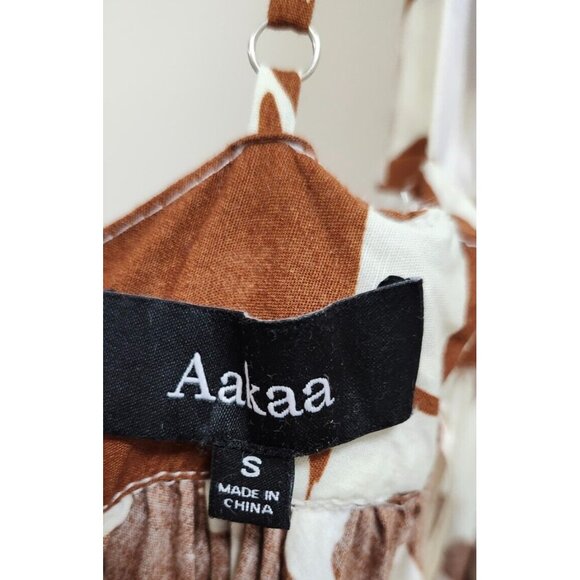 Aakaa Floral Maxi Dress Women Sz S Reddish Brown & White Summer - Picture 10 of 14